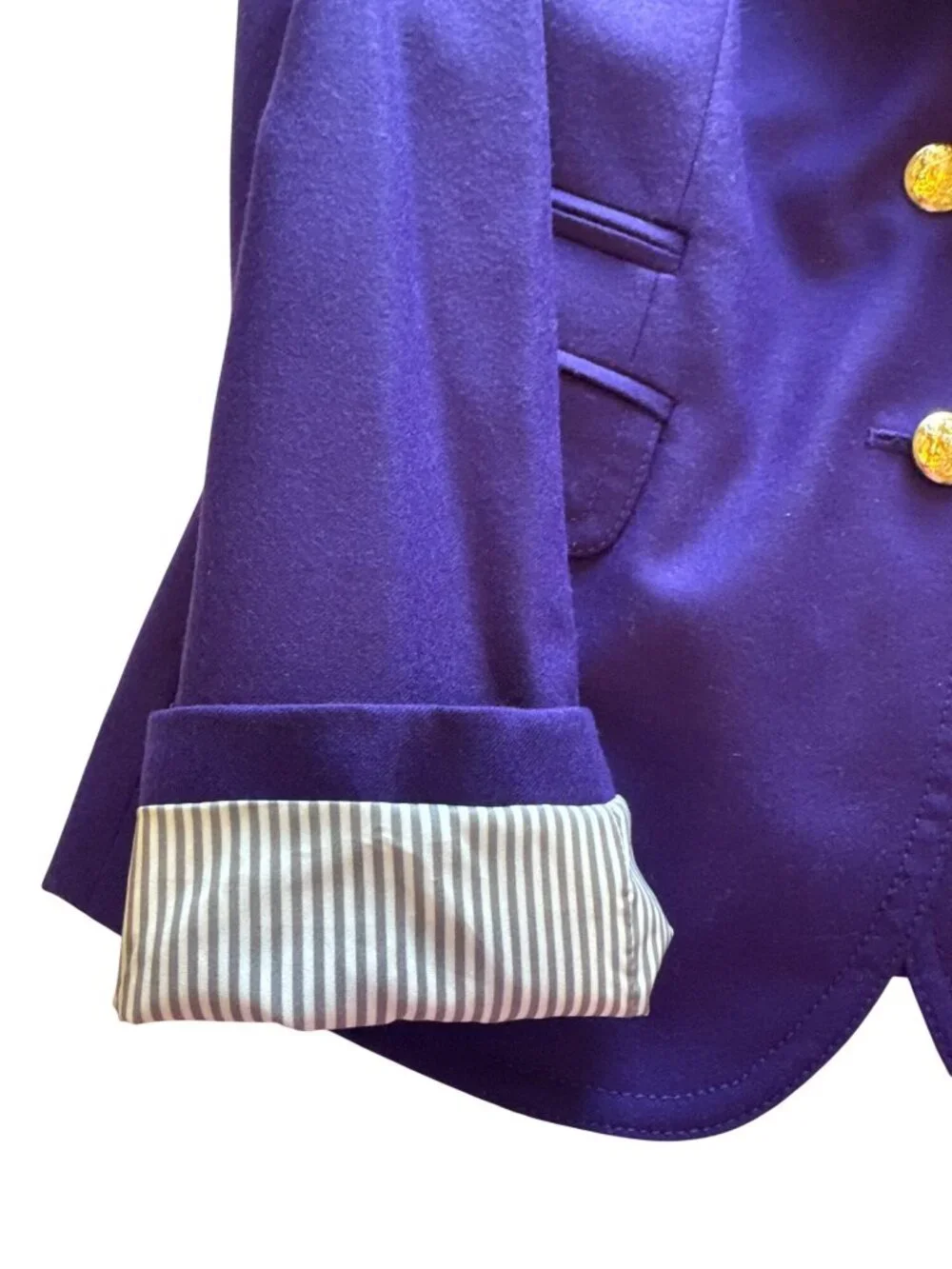 J. Crew Schoolboy Blazer Wool Purple Gold Button Preppy Career Jacket 4 Academia